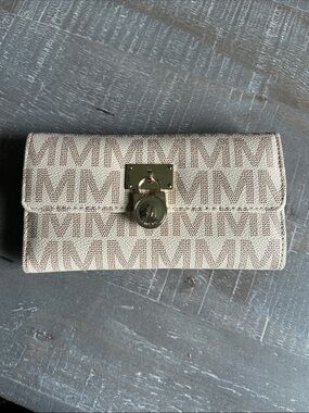 Milan Foldover Wallet Wristlet with faux Gold Lock